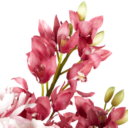 Faux Peony Foxtail Garden Arrangement - Vintage Urn
