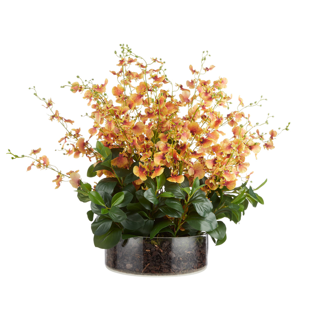 Faux Dancing Orchids - Madelyn Bowl | Orange - 67cm