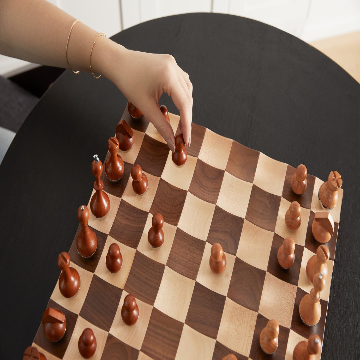 Umbra Wobble Chess Set Maple &amp; Walnut