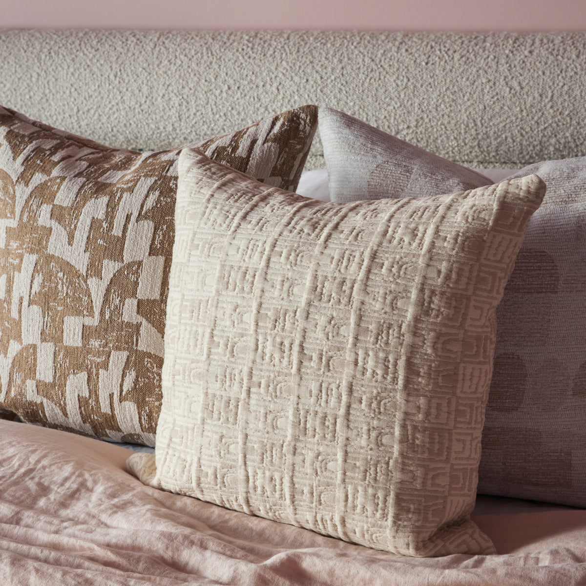 Amalfi Enver Geo Cushion Ivory &amp; Beige