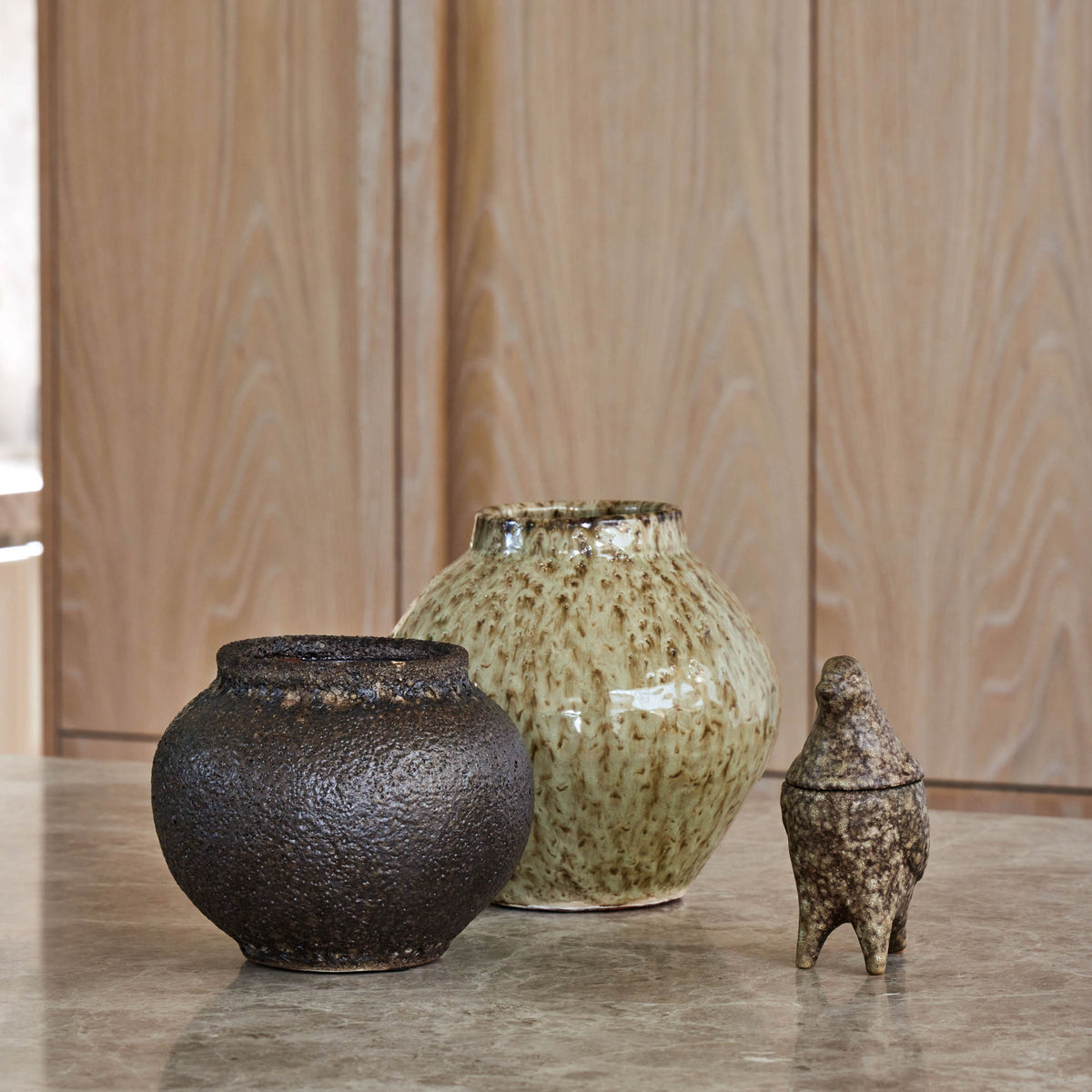 Amalfi Ari Bird Jar Brown Reactive