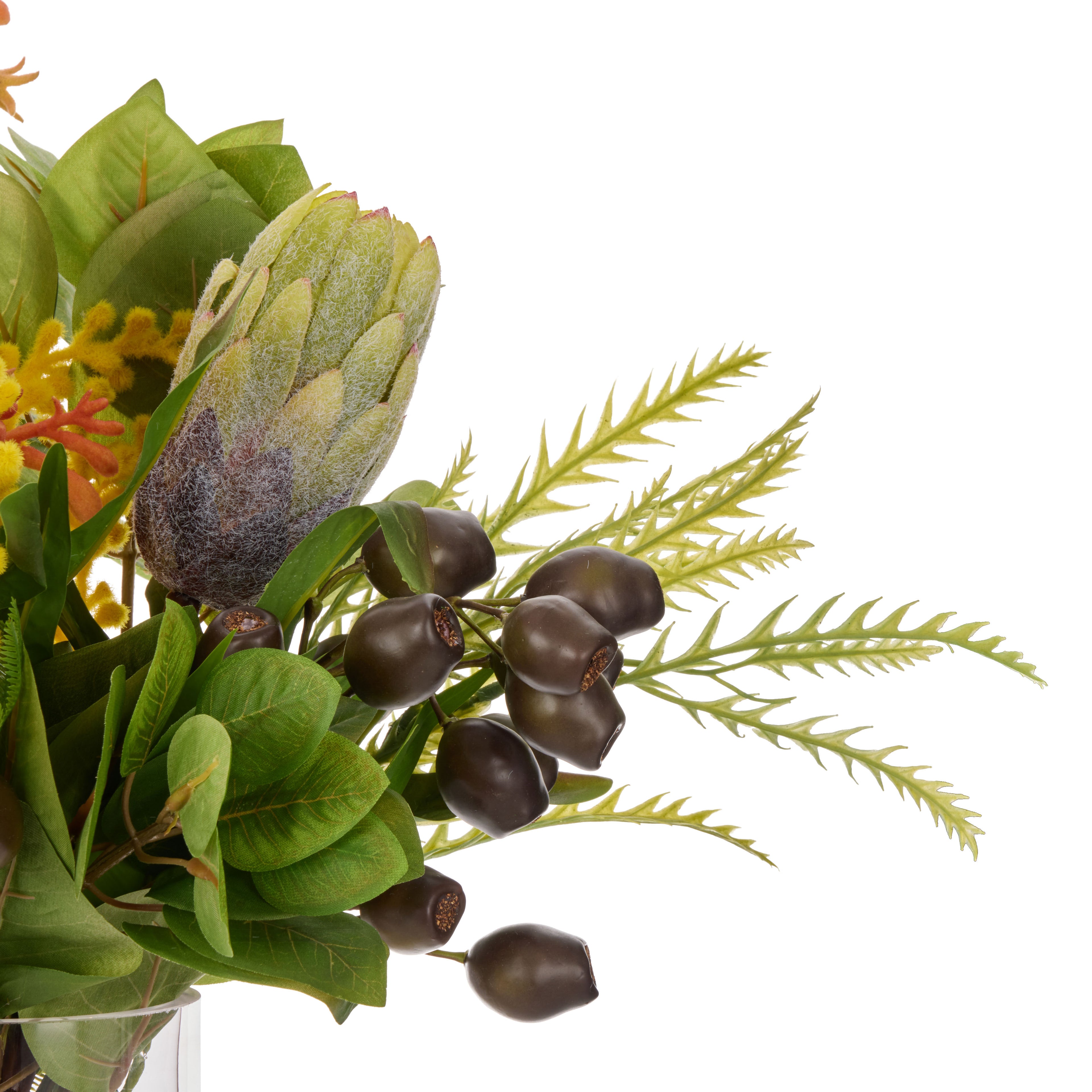 Faux Wattle Native Mix - Pail Vase | Yellow-  44cm