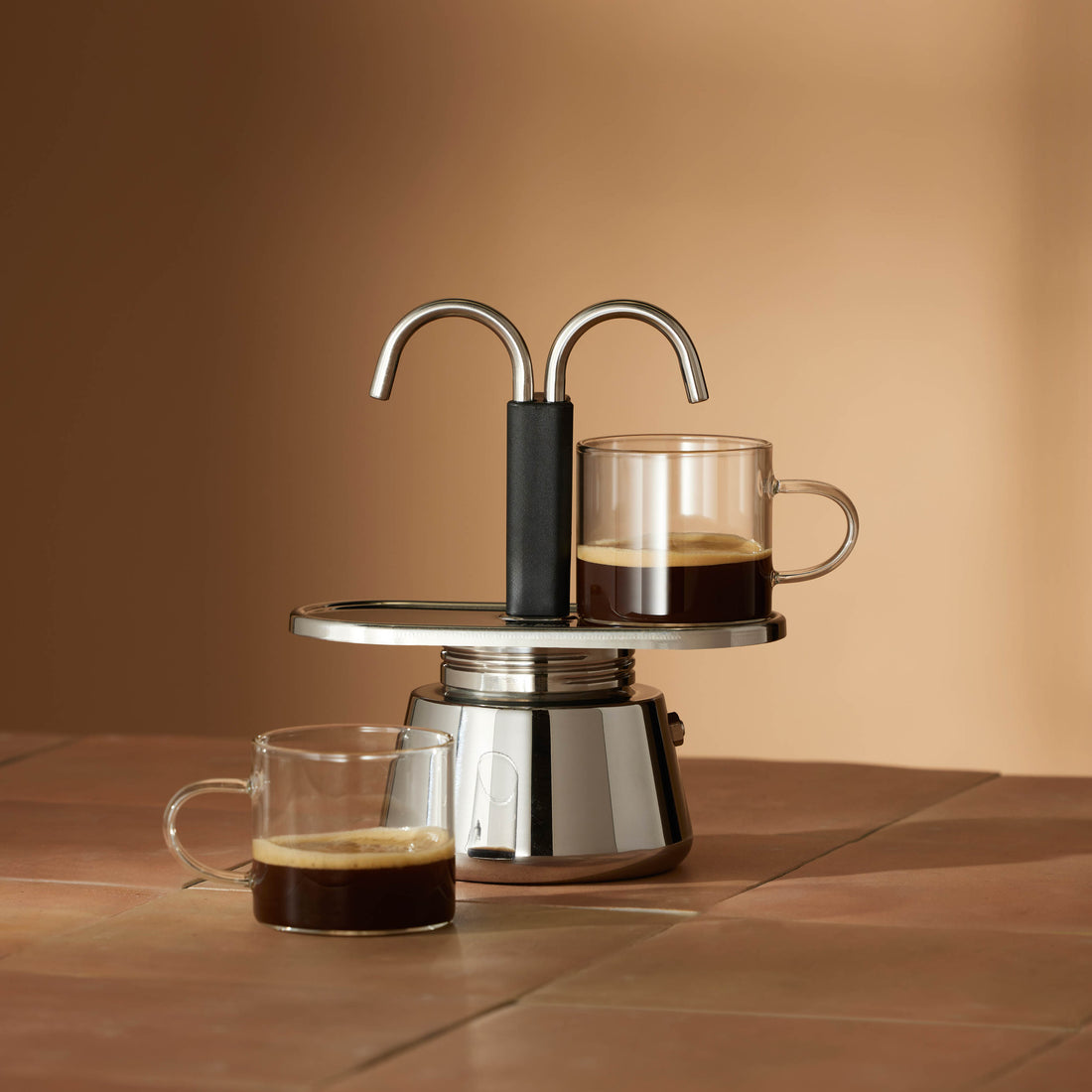 Leaf &amp; Bean Mini Stovetop Espresso Maker 2 Cups Multi Coloured