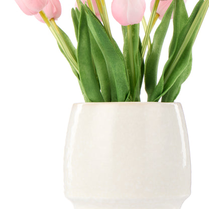 Faux Tulip Arrangement - Gianna Pot | Light Pink - 32cm