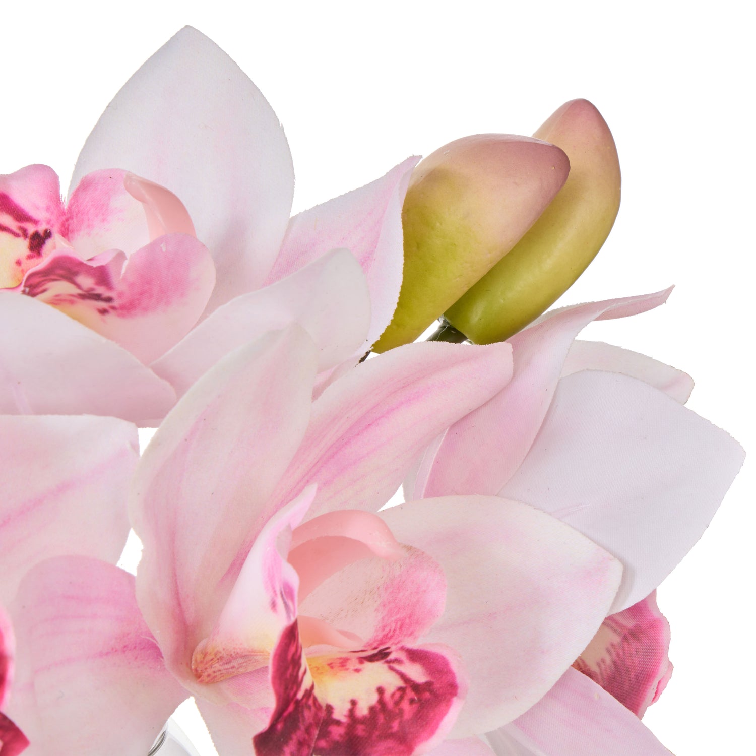Faux Cymbidium - Glass Vase | Pink -  20cm