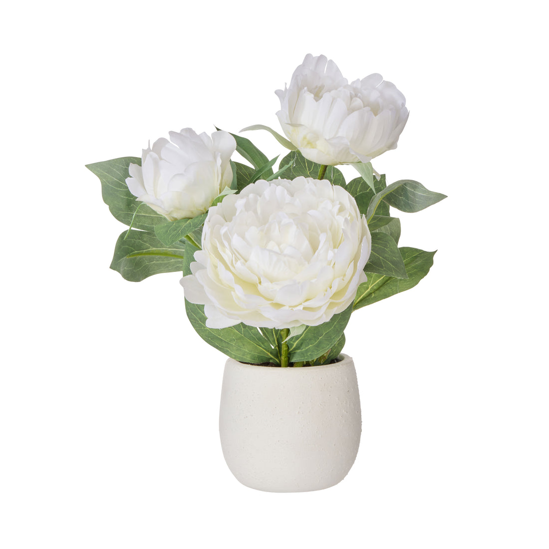 Faux Peony Plant -  Tub Pot | White -  29cm