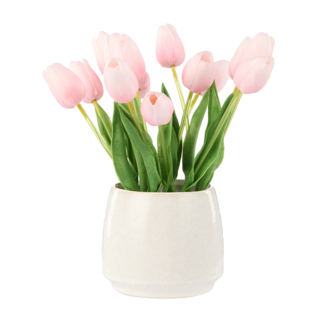 Faux Tulip Arrangement - Gianna Pot | Light Pink - 32cm