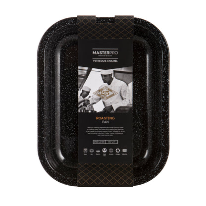 MasterPro Professional Vitreous Enamel Roasting Tray Black