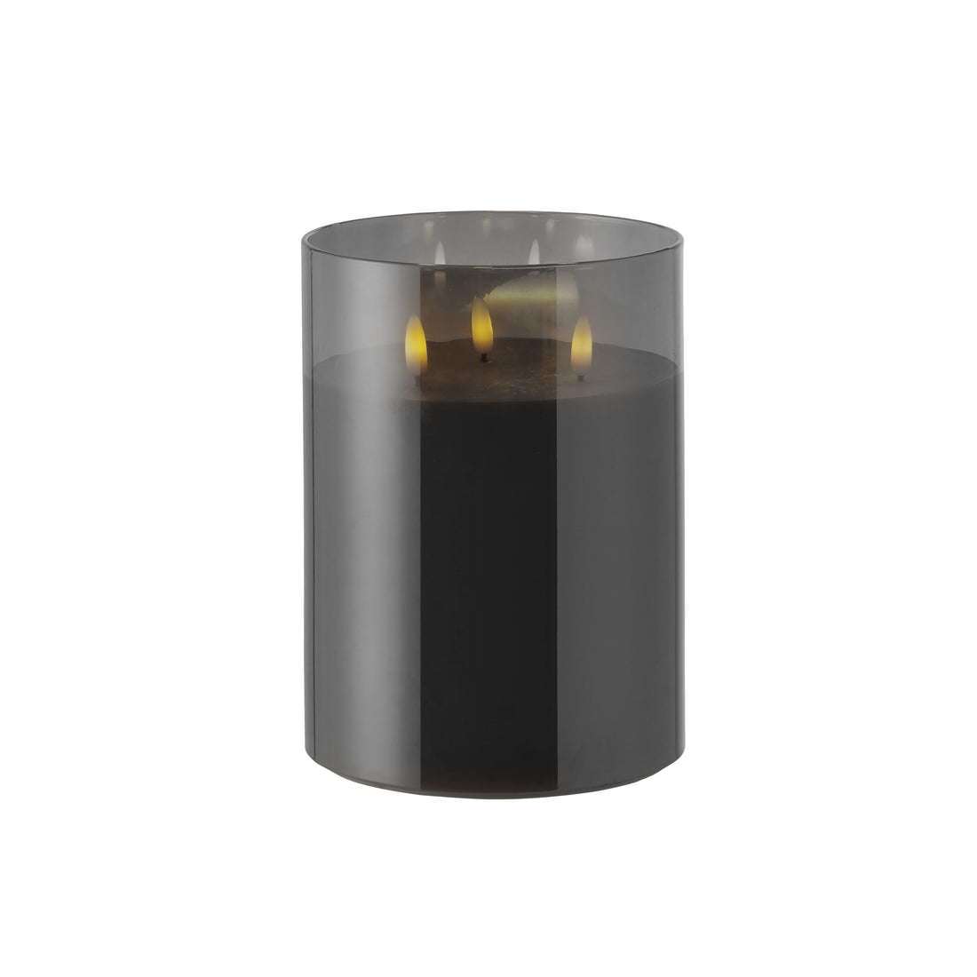 Black Glass Triflame LED Candle | 20cm