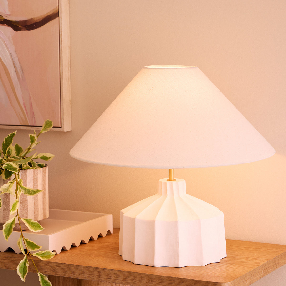 Amalfi Lutton Table Lamp Taupe &amp; Natural