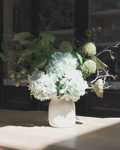 Faux Hydrangea Lotus Pod Fig Mix - Maliah Pot | Green - 61cm