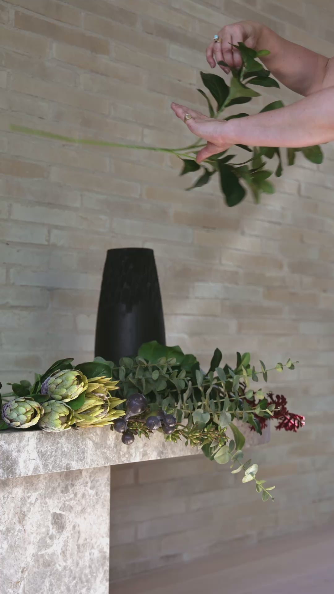 Faux Flocked Protea Stem | Green - 61cm