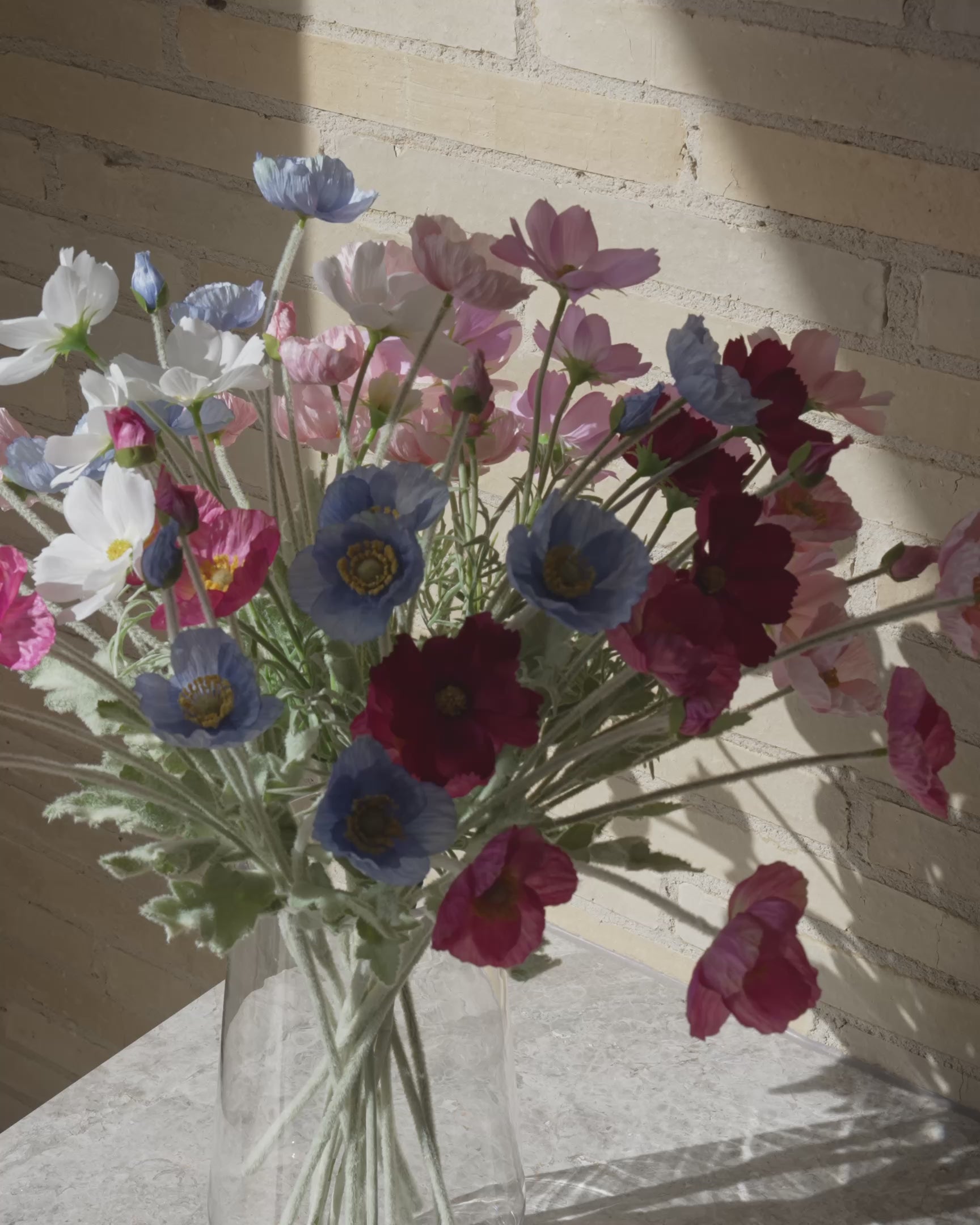 Faux Poppy Spray | Blue - 60cm