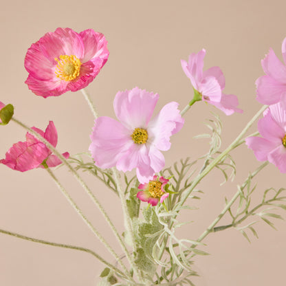 Faux Poppy Cosmos Mix - Giselle Vase | Pink &amp; Purple - 37cm