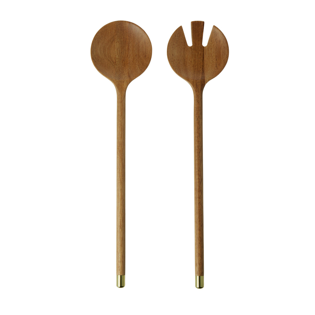 Davis &amp; Waddell Acacia &amp; Brass Salad Servers 2pcs Set Natural