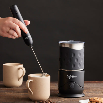 Leaf &amp; Bean 2 In 1 Handheld Rechargeable Milk Frother Black