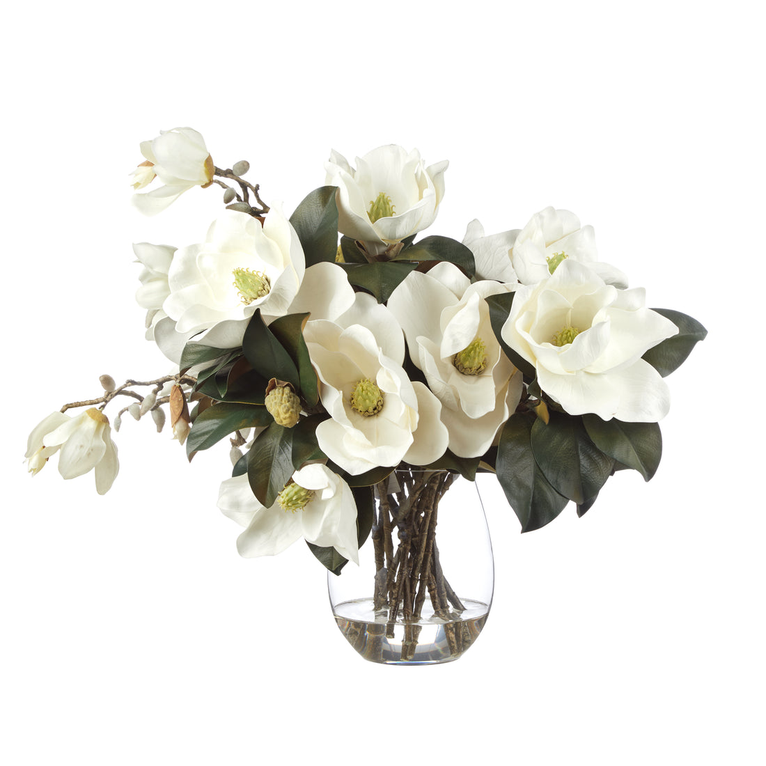 Faux Magnolia Grandiflora Arrangement - Claire Vase