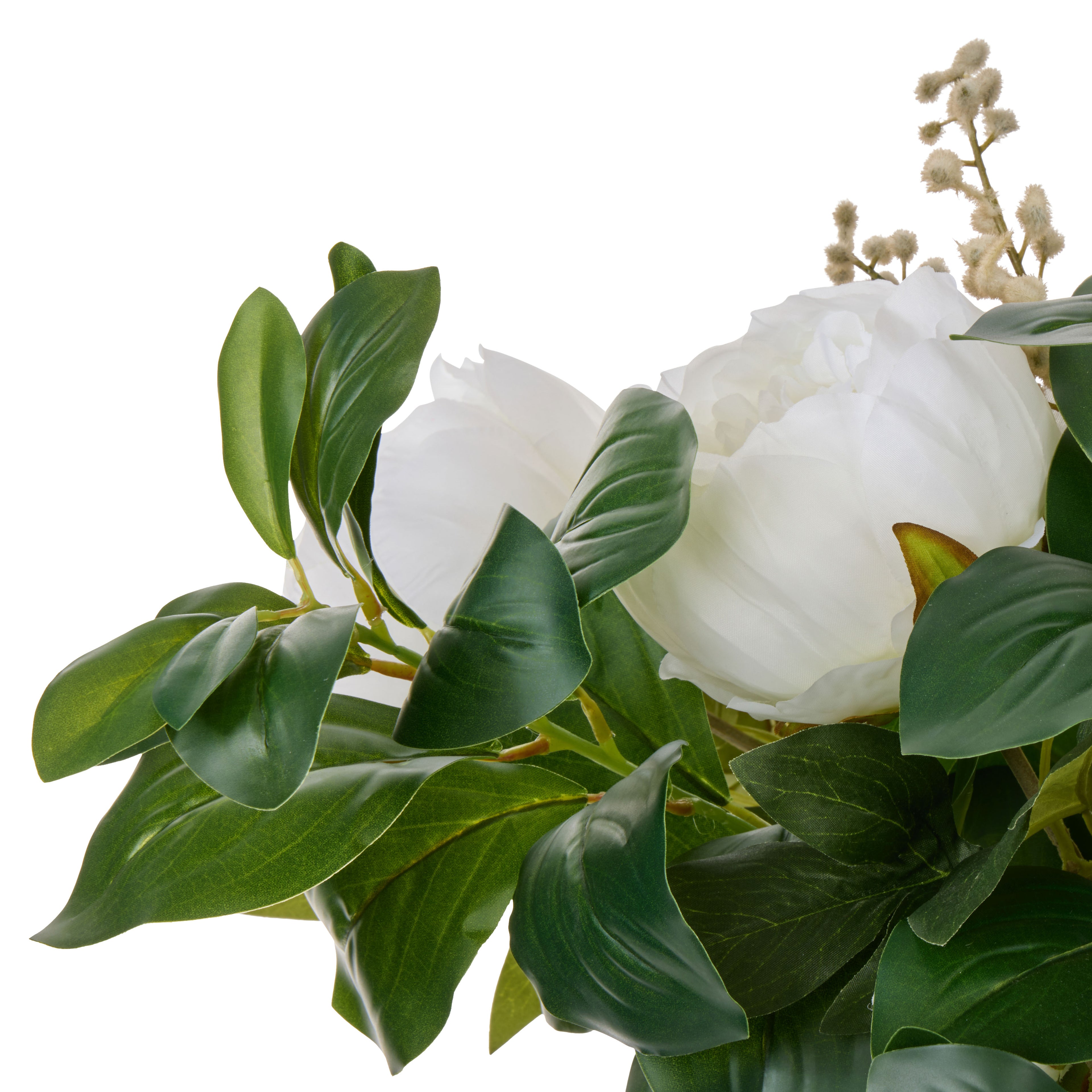 Faux Peony Lush Leaf - Alana Vase | White -  73cm