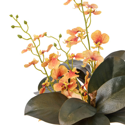 Faux Dancing Orchid Foliage Mix - Douglas Vase | Orange - 49cm