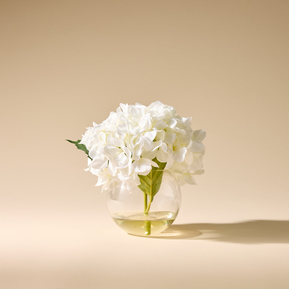 Faux Hydrangea Arrangement - Sphere Vase | White - 23cm