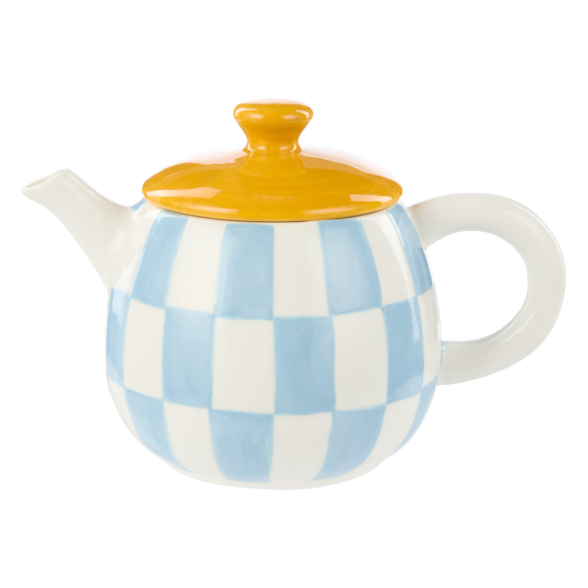 Emporium Check Teapot 700ml Blue &amp; Orange