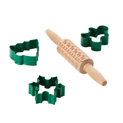 Davis &amp; Waddell Cookie Cutter 4pcs Set with Patterned Rolling Pin Multi-Coloured