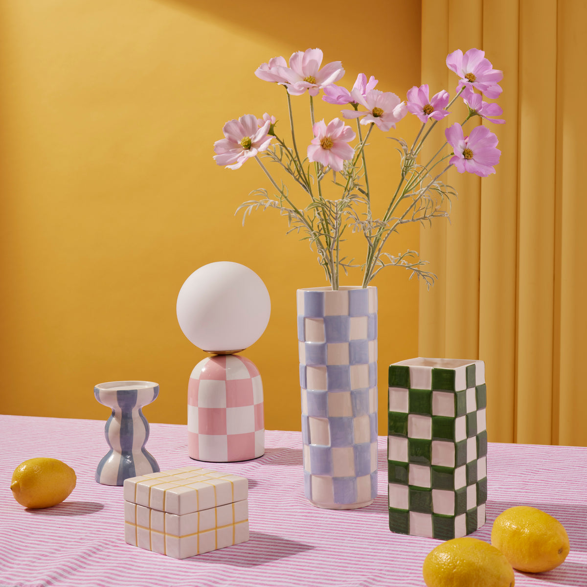 Emporium Lulu Collection Check Vase Square Green