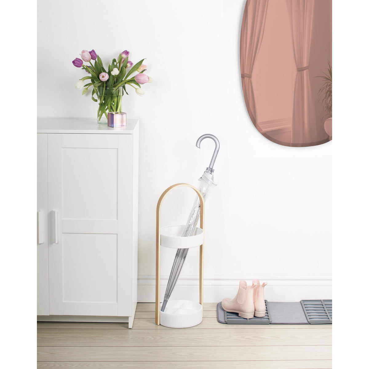 Umbra Bellwood Umbrella Stand White &amp; Natural