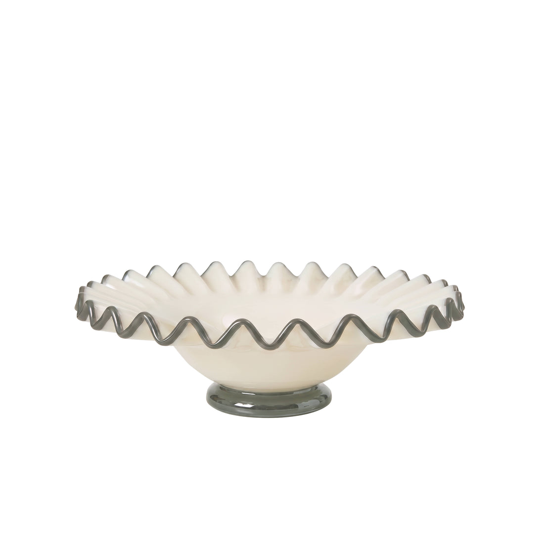 Amalfi Sigrid Frill Dish Footed Medium White &amp; Burgundary