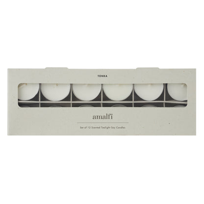 Amalfi Tonka Scented Tealight Candles 12pcs Set Taupe