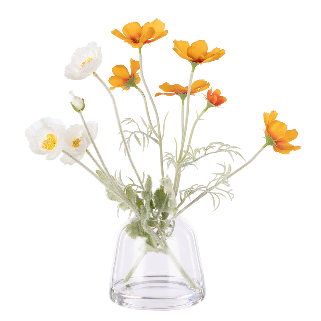 Faux Poppy Cosmos Mix - Giselle Vase | Cream &amp; Orange - 37cm