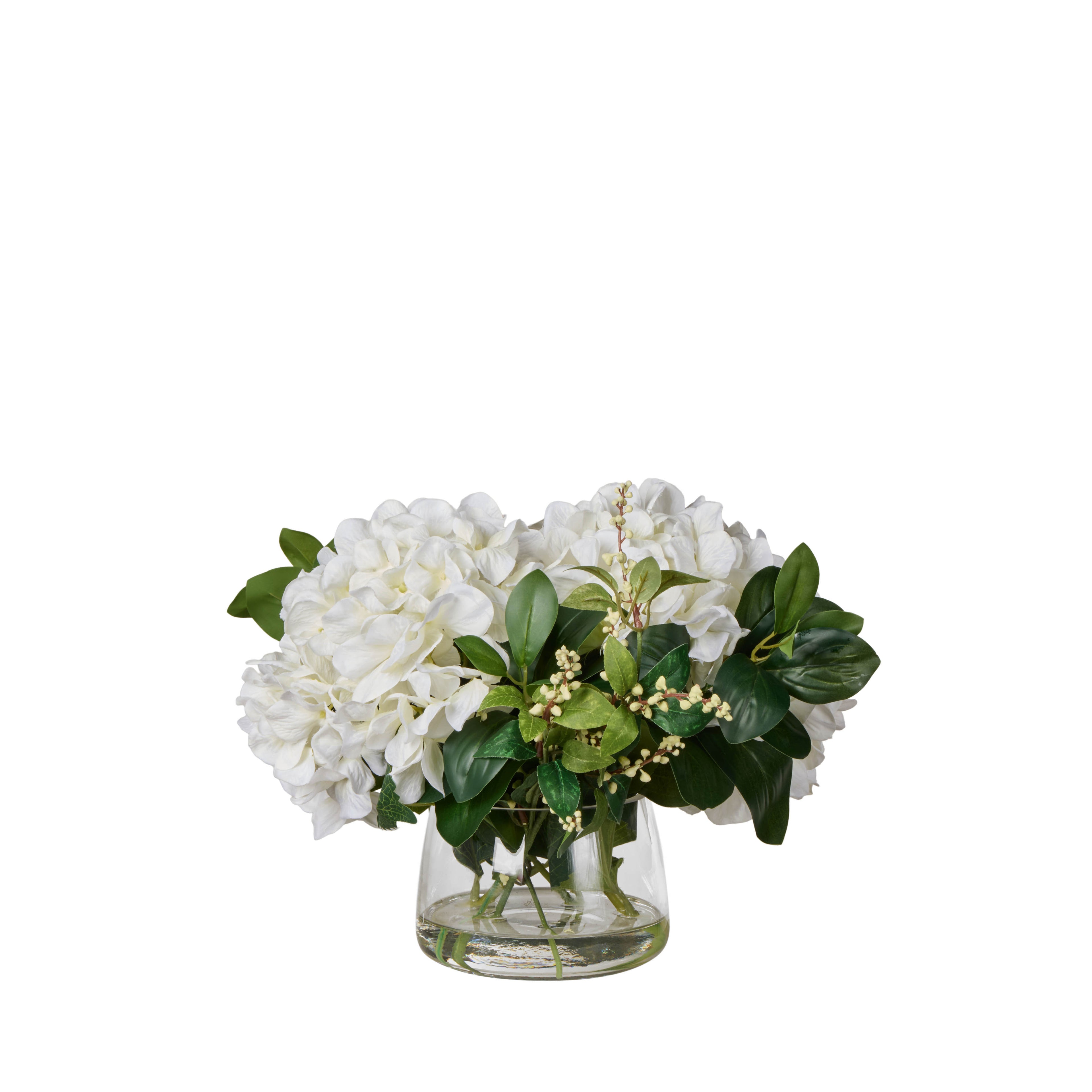Faux Hydrangea Nite Berry - Classic Bowl | White - 43cm