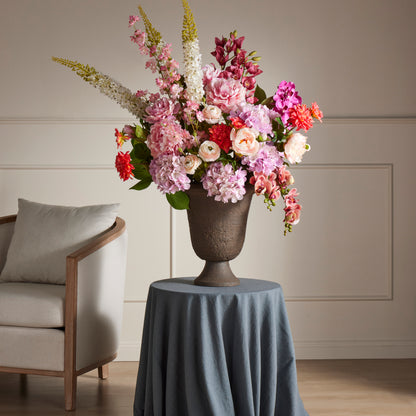 Faux Peony Foxtail Garden Arrangement - Vintage Urn