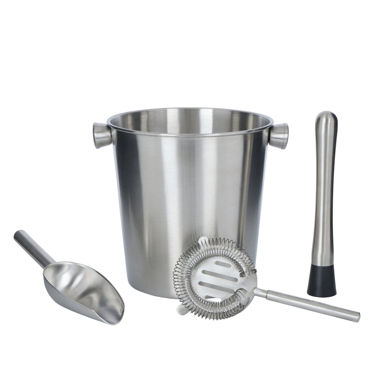 Davis &amp; Waddell Brooklyn Stainless Steel Ice Bucket 2.8L with 3pcs Barware Set Silver