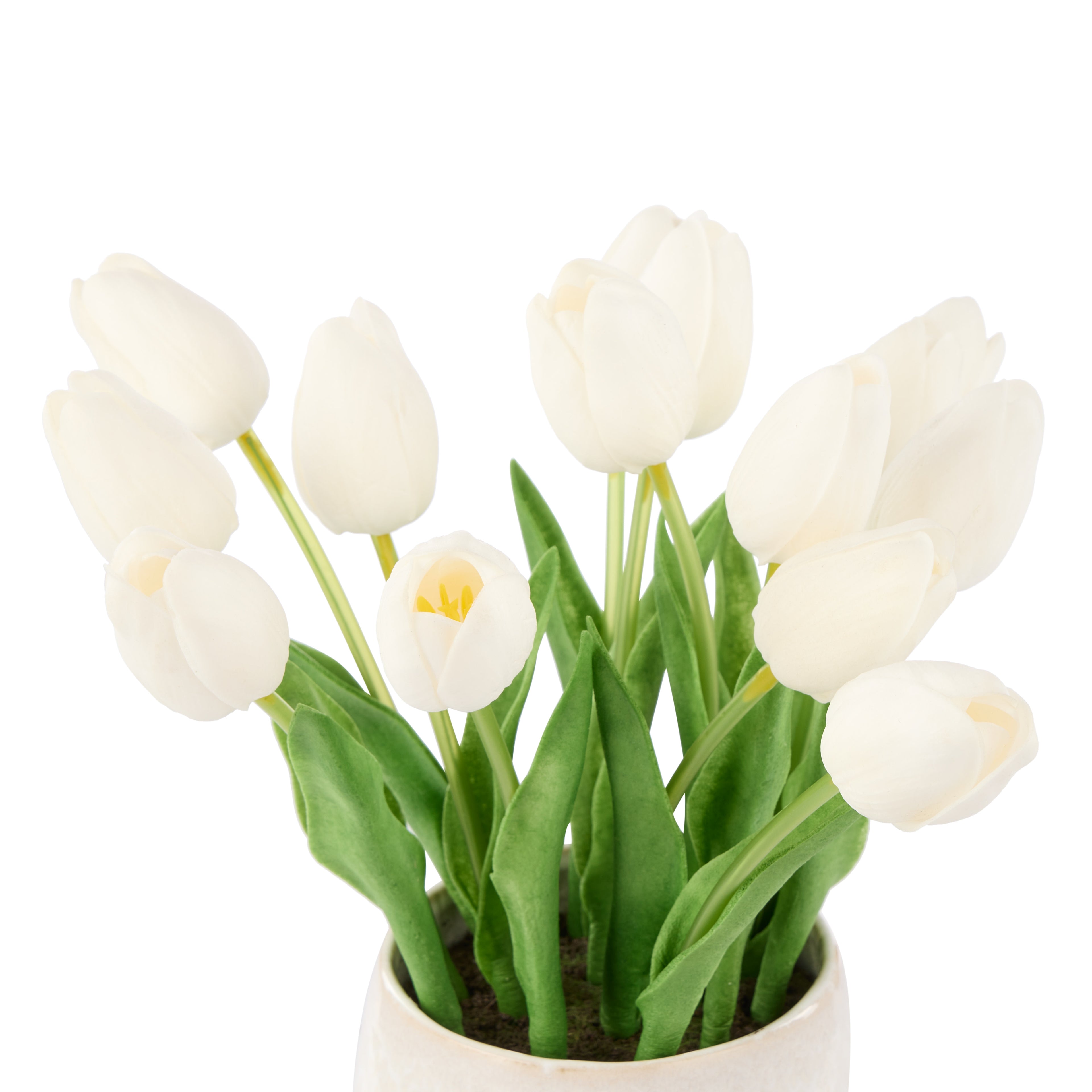 Faux Tulip Arrangement - Gianna Pot | White - 32cm
