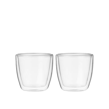 Leaf &amp; Bean Double Wall Glass 2pcs Set Clear