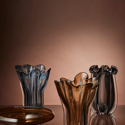 Amalfi Wavy Glass Vase Grey