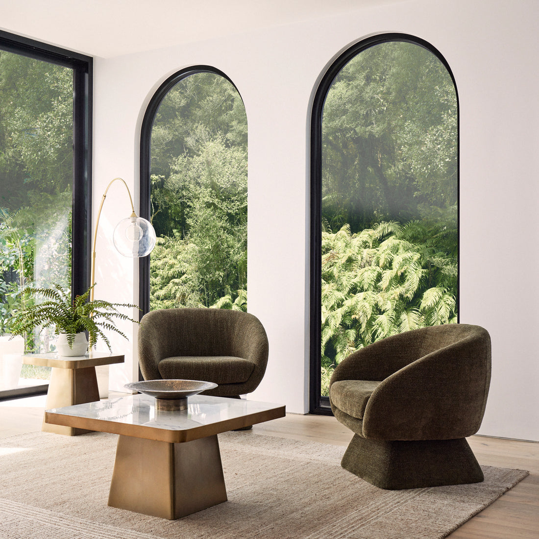 Grand Designs Cailen Floor Lamp Brass &amp; White