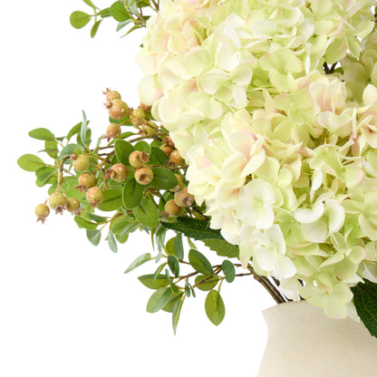 Faux Hydrangea Berry Arrangement - Maliah Pot | Green - 80cm