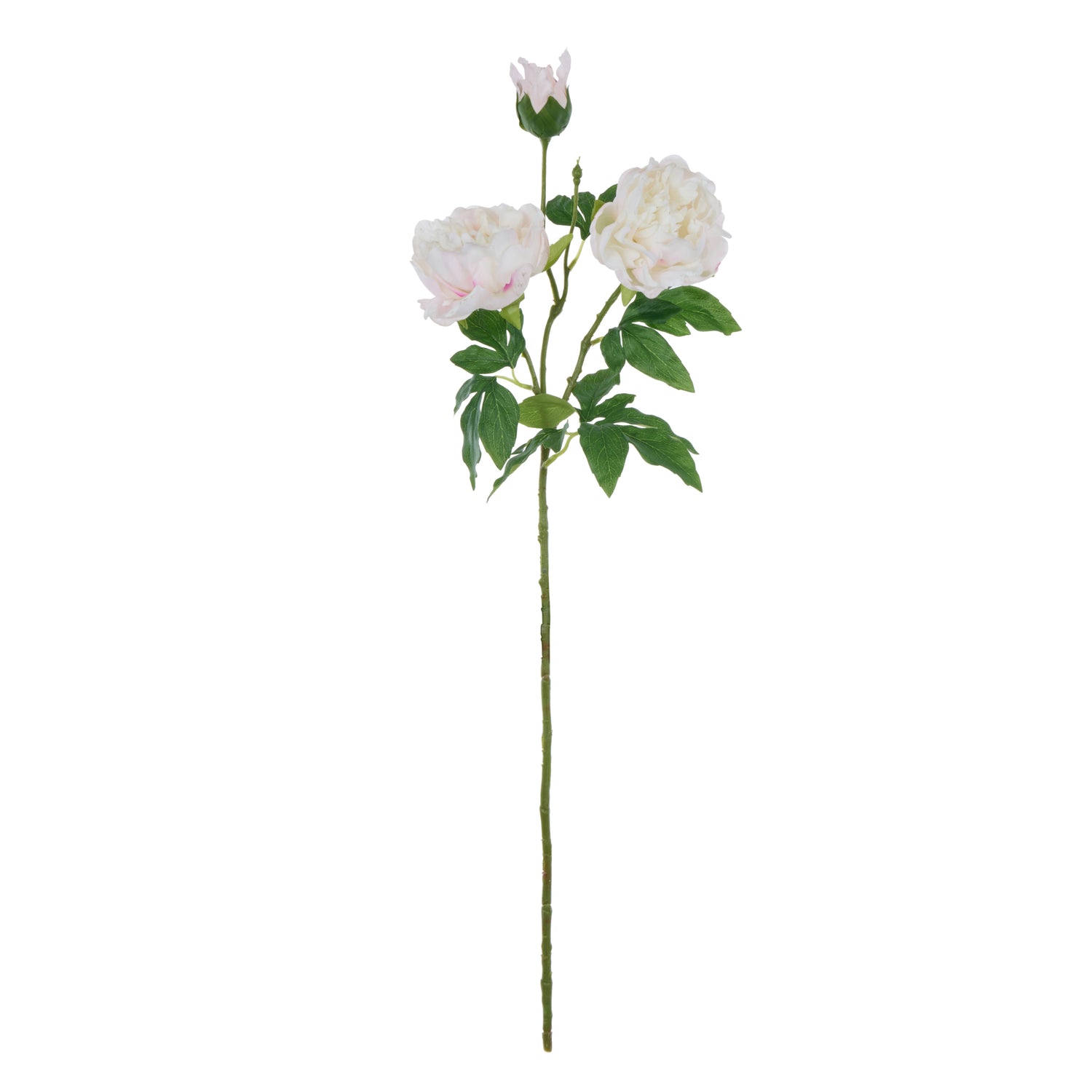 Faux Peony Spray Real Touch | Light Pink &amp; White - 72cm