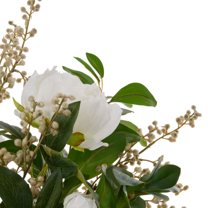 Faux Peony Lush Leaf - Alana Vase | White -  73cm