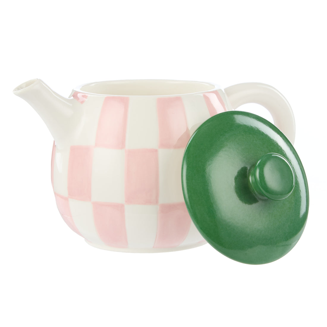 Emporium Check Teapot 700ml Pink &amp; Green