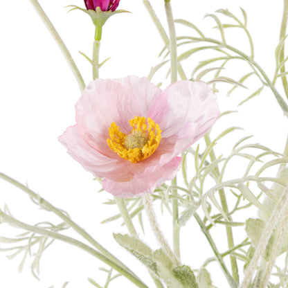 Faux Poppy Cosmos Mix - Giselle Tall Vase | Pink &amp; White - 45cm