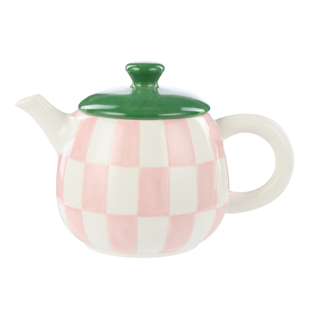 Emporium Check Teapot 700ml Pink &amp; Green