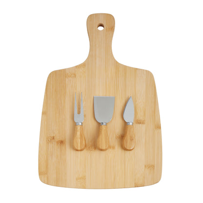 Davis &amp; Waddell Bamboo Cheese Paddle with 3pcs Set Knives Natural