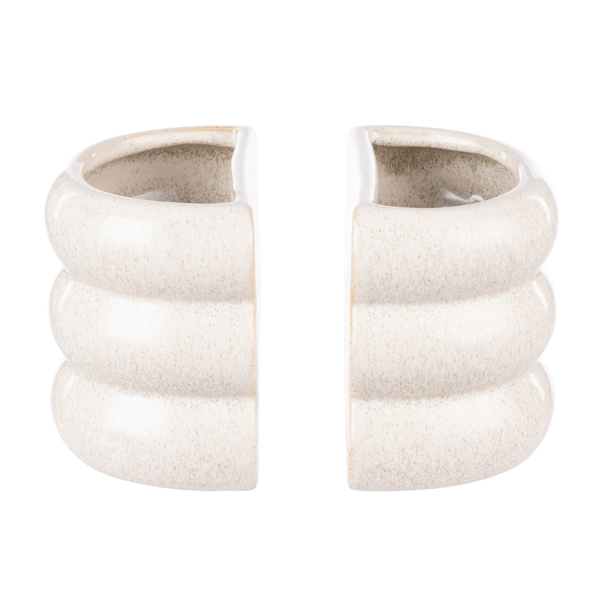 Emporium Ripley Planter Bookends 2pcs Set Cream Reactive Glaze