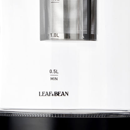 Leaf &amp; Bean Electric Glass Digital Kettle with Infuser 1.8L Black