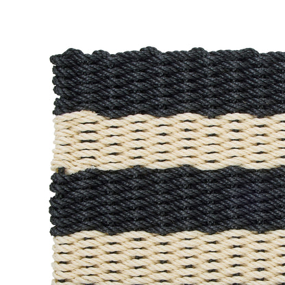 Amalfi Rope Door Mat - Stripe Black &amp; Cream