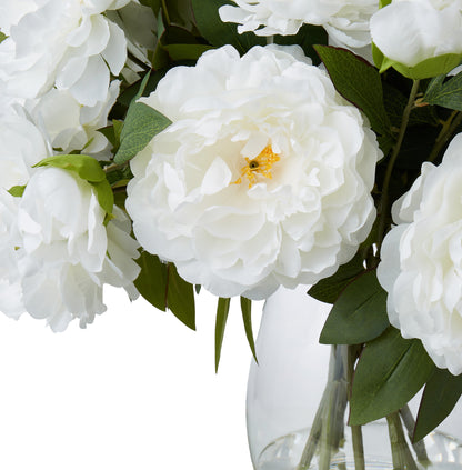 Rogue Peony Mix - Claire Vase White &amp; Glass