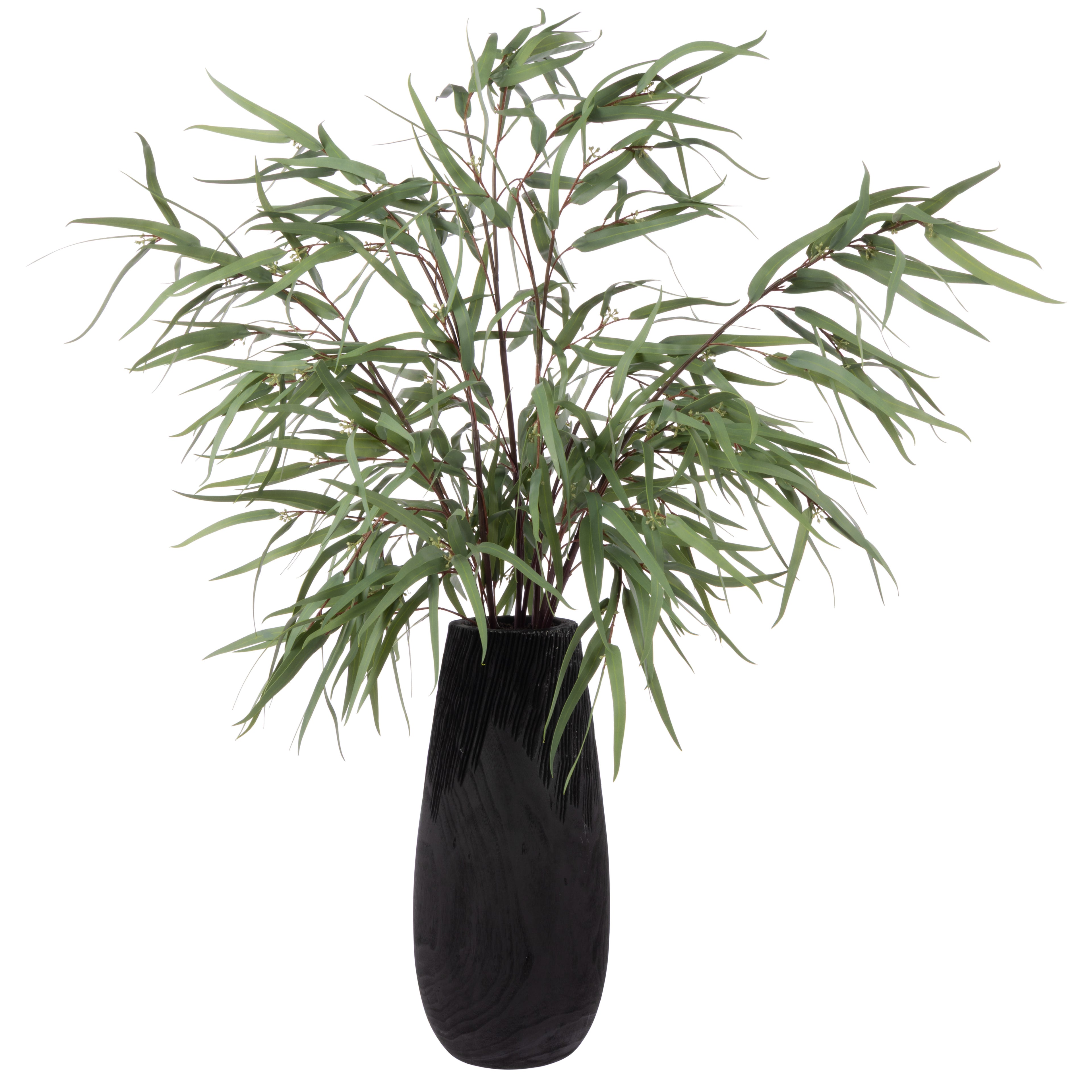 Faux Eucalyptus Mix - Dansk Textured Vase | Black - 90cm
